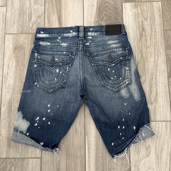 True Religion Men Ricky Relaxed Straight With Flap Paint Splatter Size 29 Blue - Picture 1 of 10